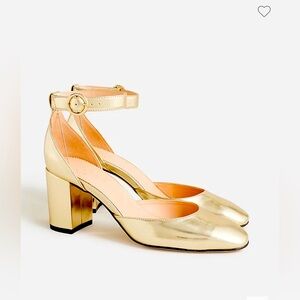 J Crew Gold Mary Jane Heels